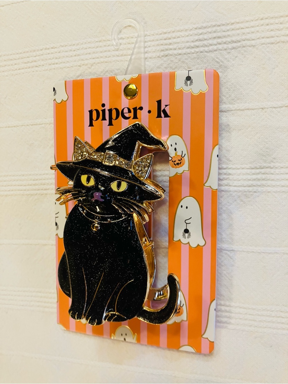 NWT Piper K Halloween Black Cat Witch Hair Claw Clip Viral Spooky